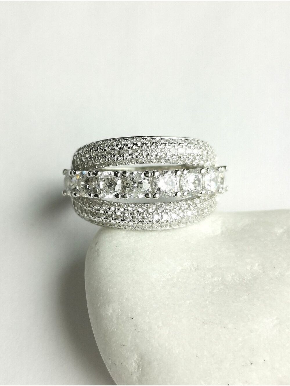 Sterling silver cz  ring engagement cocktail size 8